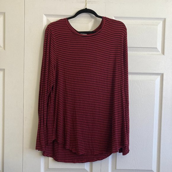 Old Navy Long Sleeve Striped Shirt Women's Plus Size 2XL Red Black - Picture 1 of 3